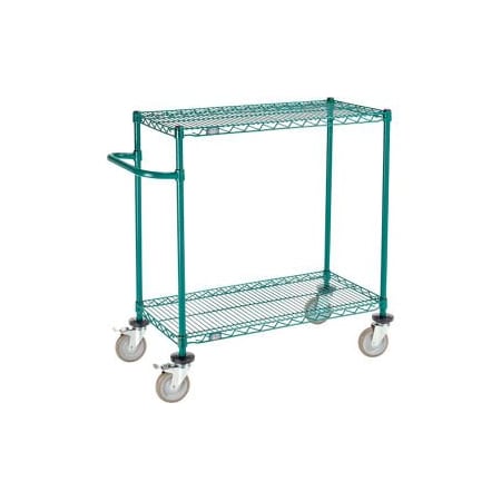 Gec Nexel 2 Shelf Cart, Poly-Green, 36"L x 18"W x 40"H, Polyurethane Brake Casters SC1836PG2B